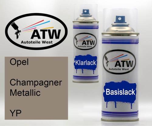 Opel, Champagner Metallic, YP: 400ml Sprühdose + 400ml Klarlack - Set, von ATW Autoteile West.